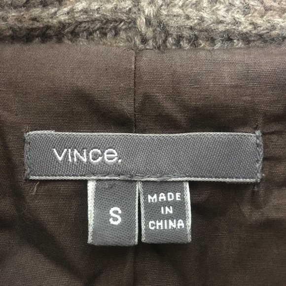 Vince Leather Wool Yak Ribbed Knit Open Jacket Size Small Old Money Quiet Luxury - Picture 4 of 9